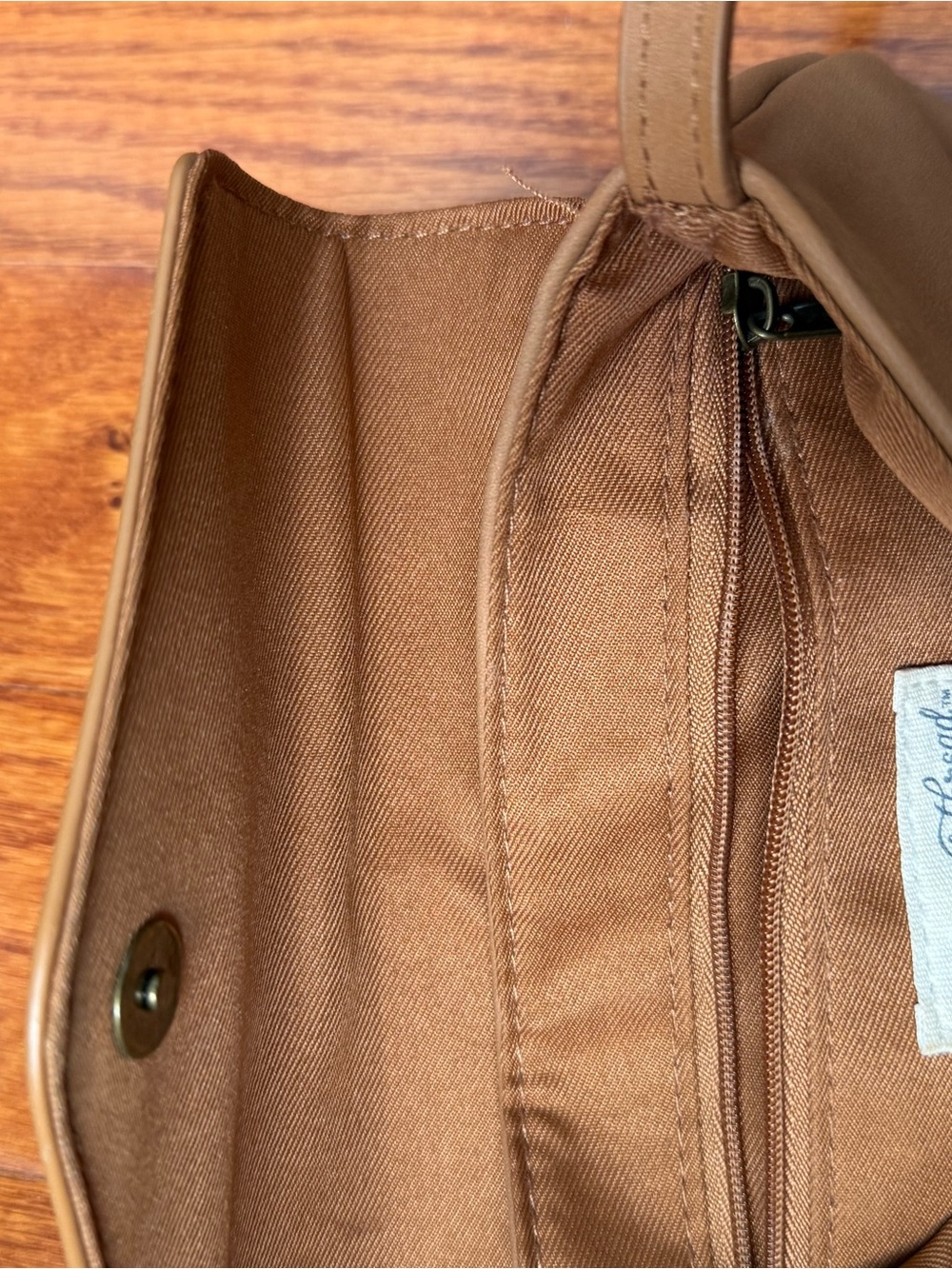 Target Taupe Crossbody Bag with Flap Closure - Picture 3 of 4